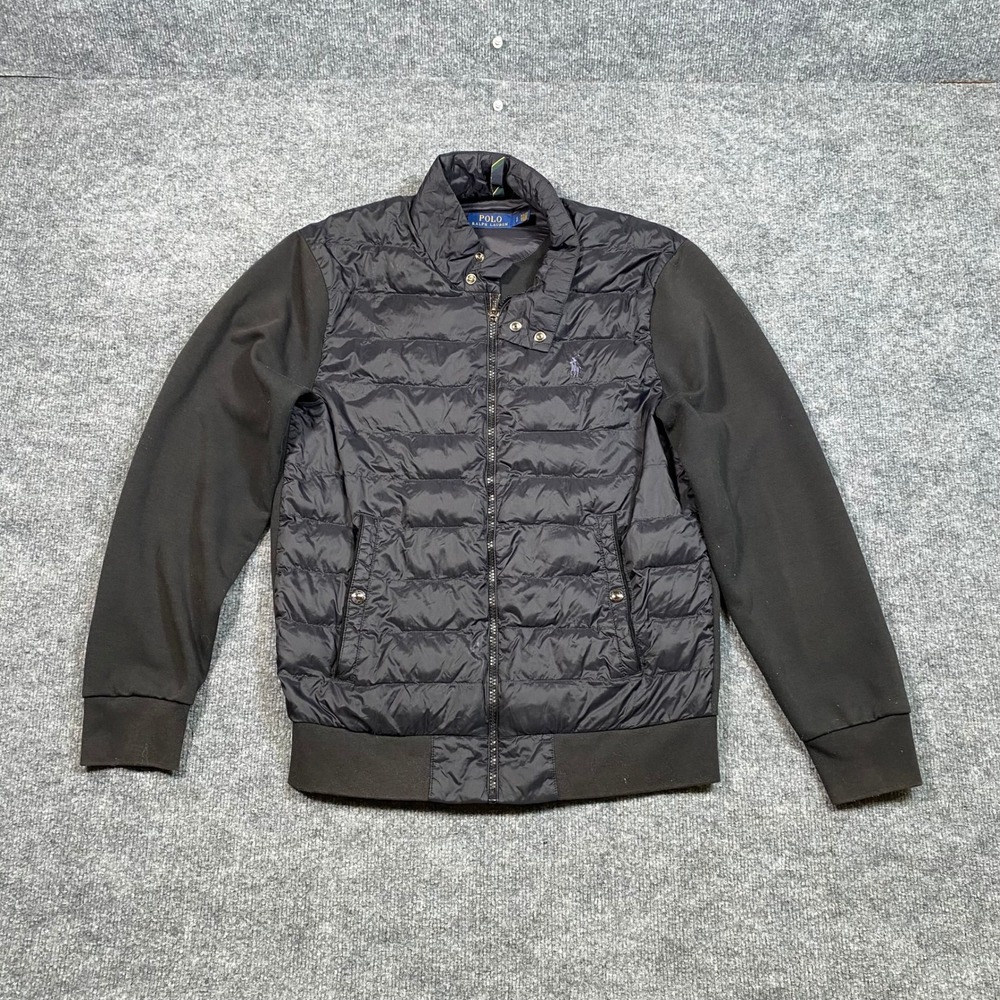 Polo Ralph Lauren Mens Black Hybrid Puffer Knit Full Zip Jacket Small 71081460